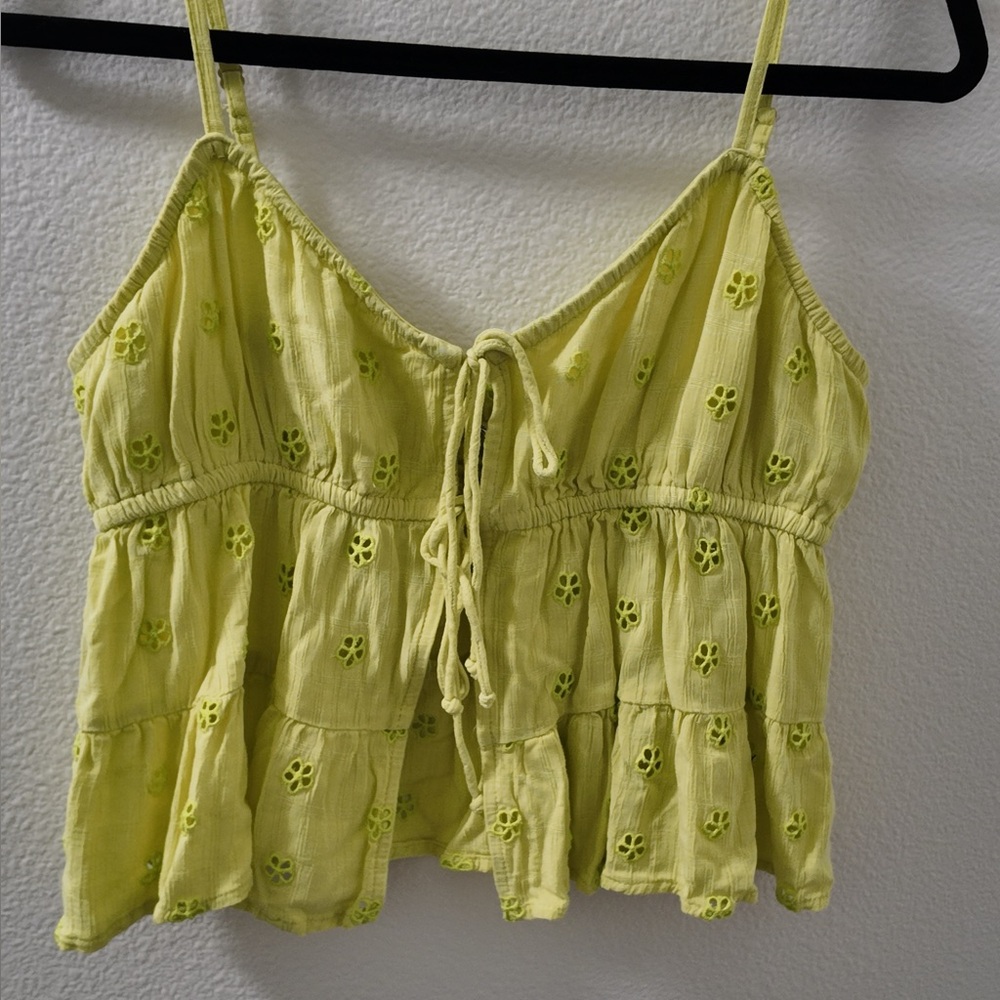Lime Green Eyelet Women Top